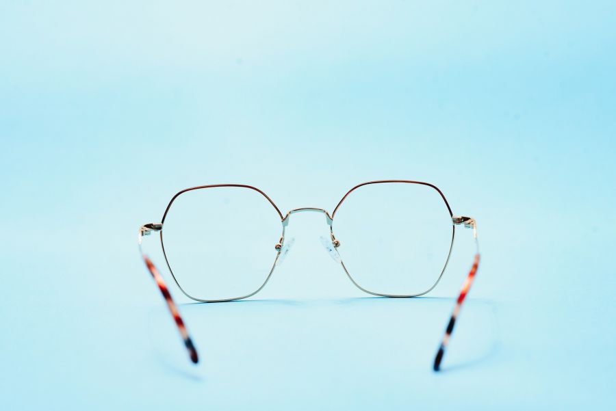 glasses on a blue background