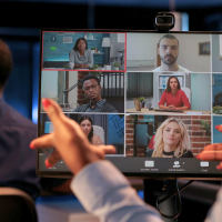 global team in an online meeting