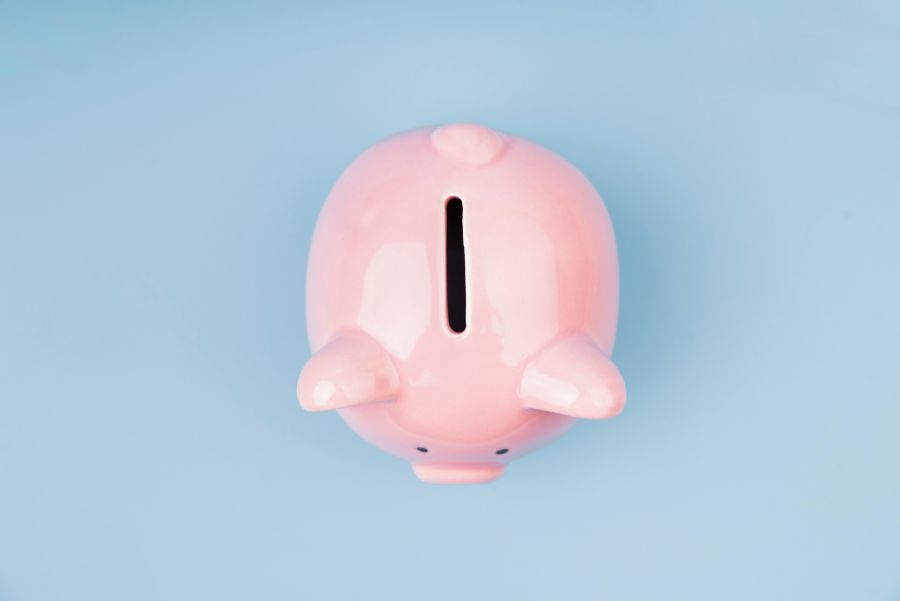 piggy bank on blue background