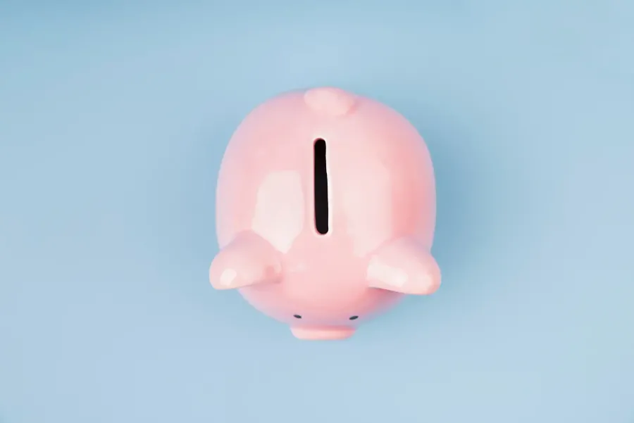 piggy bank on blue background
