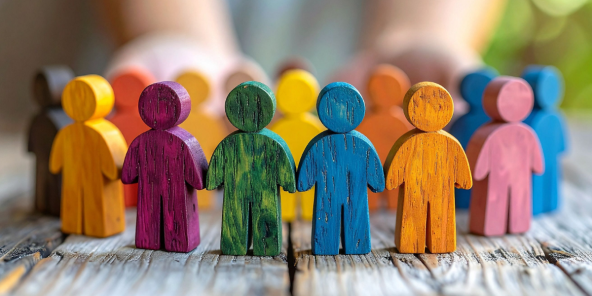 colourful wooden figures in a circle