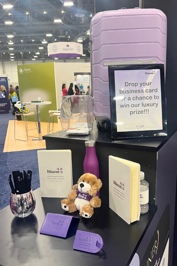 On-stand branded Mauve merchandise at SHRM23