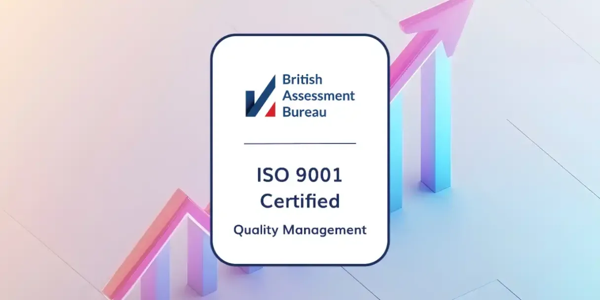 ISO 9001 badge depicting mauve's certification in quality management
