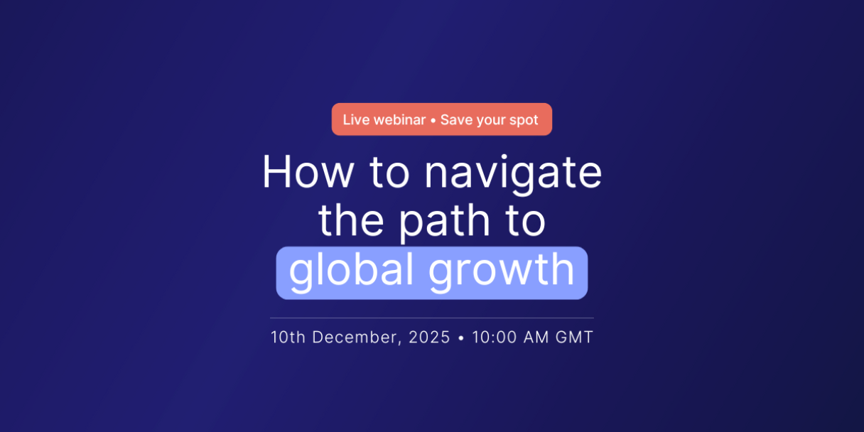 purple background featuring the words 'How to navigate the path to global growth' in white font