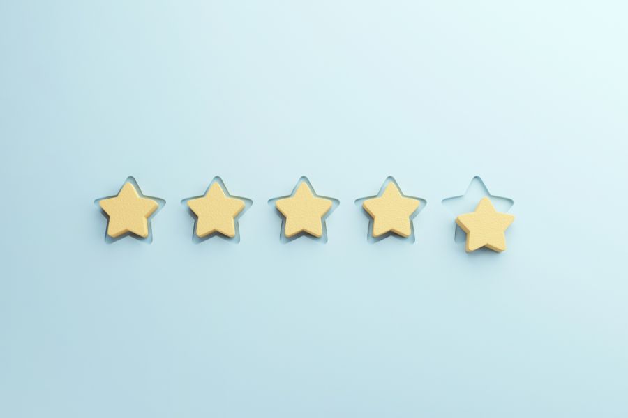 3D image of 5 stars on blue background