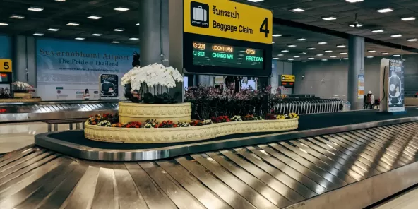 luggage conveyor belt at a thai airport