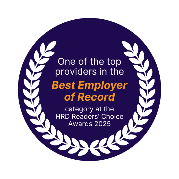 purple circle badge reading 'One of the top providers in EOR'