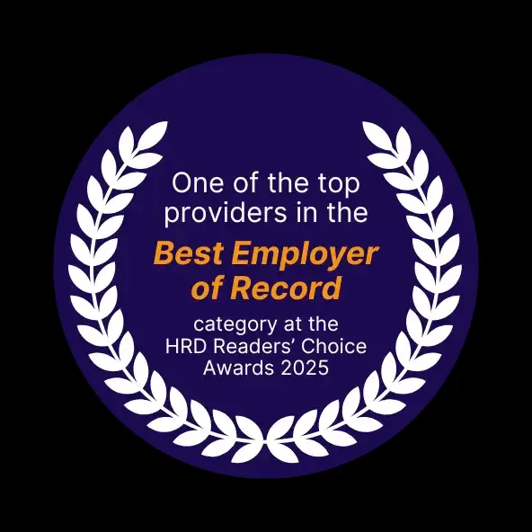 purple circle badge reading 'One of the top providers in EOR'