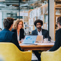a diverse start-up team in discussion