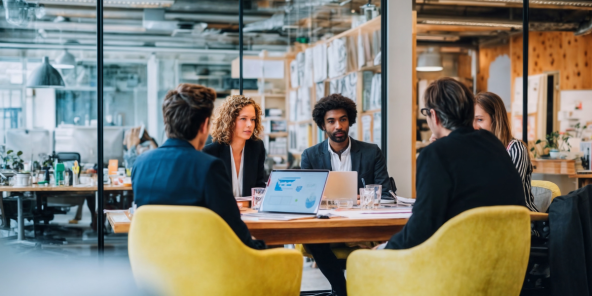 a diverse start-up team in discussion