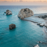 Aphrodite's Rock at sunset
