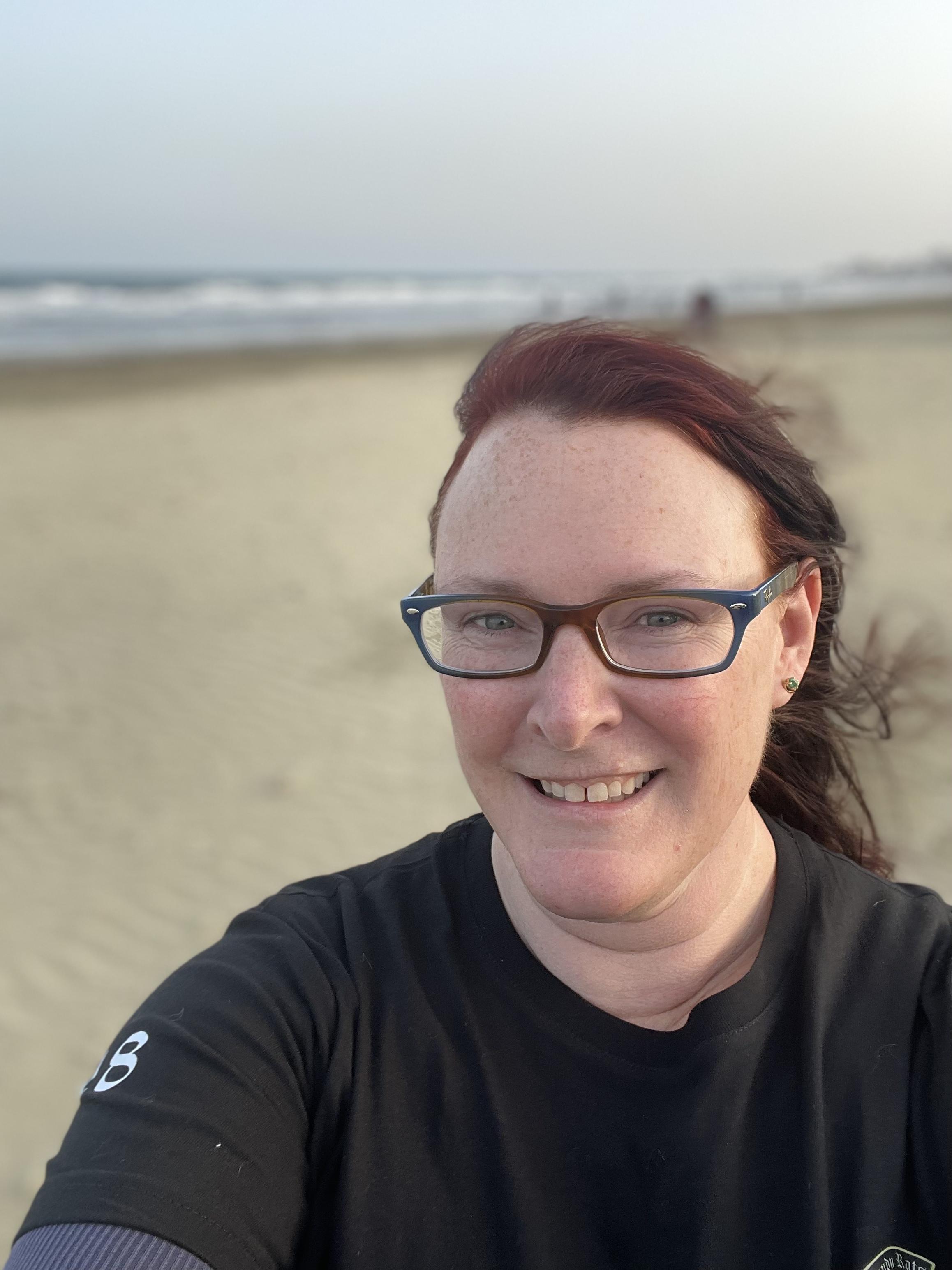 selfie of mauve's stephanie parker on a beach