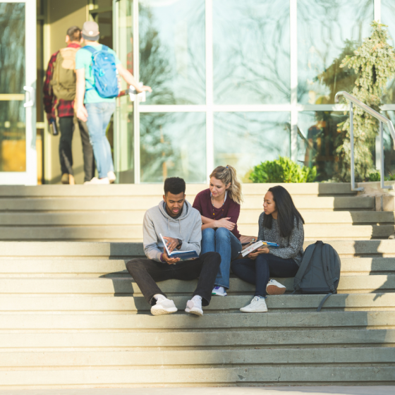 university campus at lunchtime