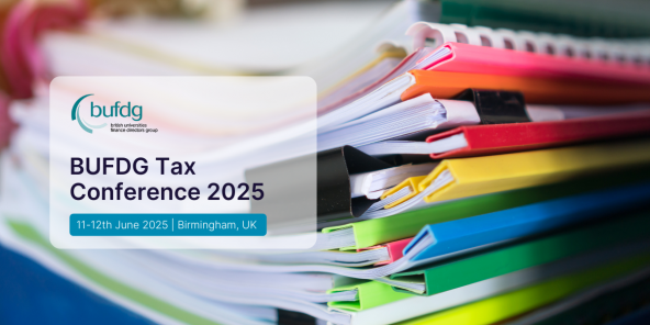 Event banner promoting the BUFDG Tax Conference 2025 in Birmingham