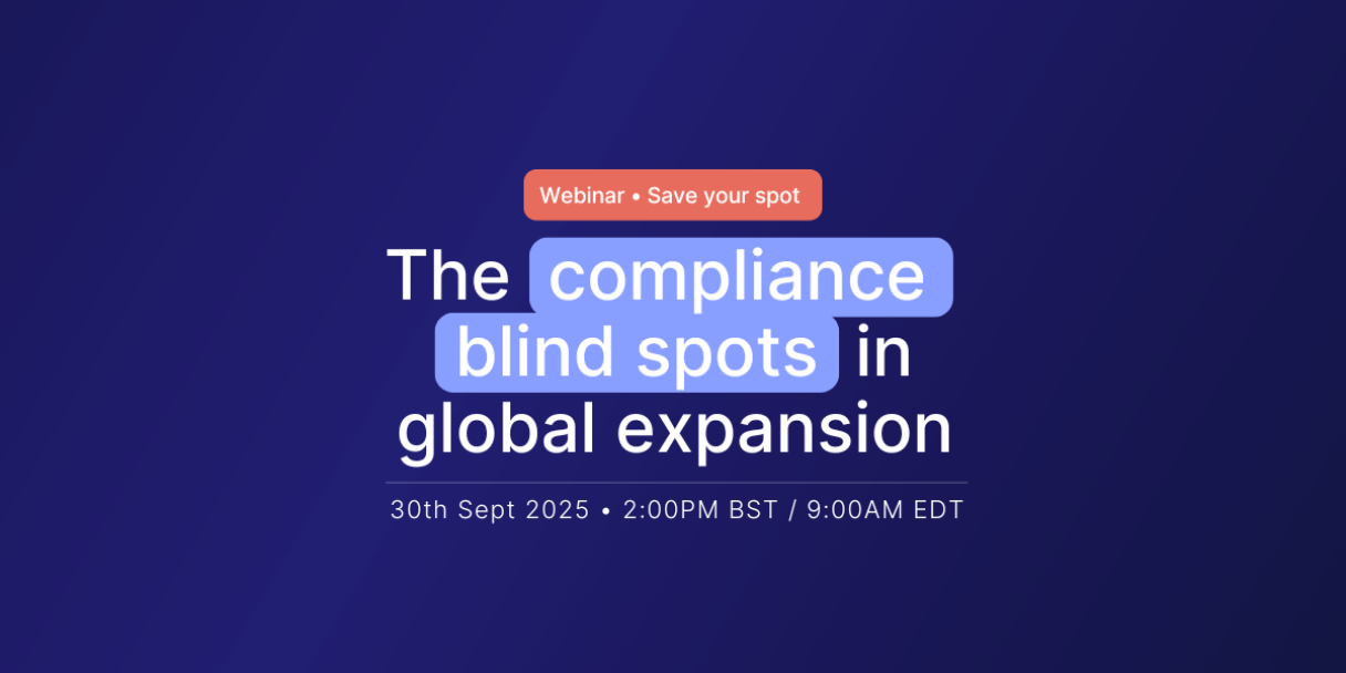 hero banner showcasing Mauve compliance webinar 'Compliance blind spots in global expansion'