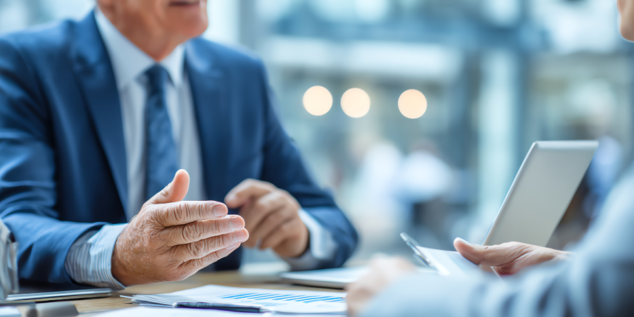 male business specialist advising a small business owner