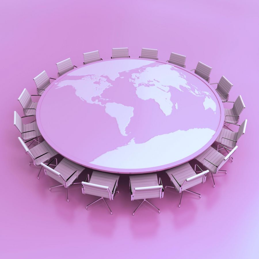 Image of world map table and chairs