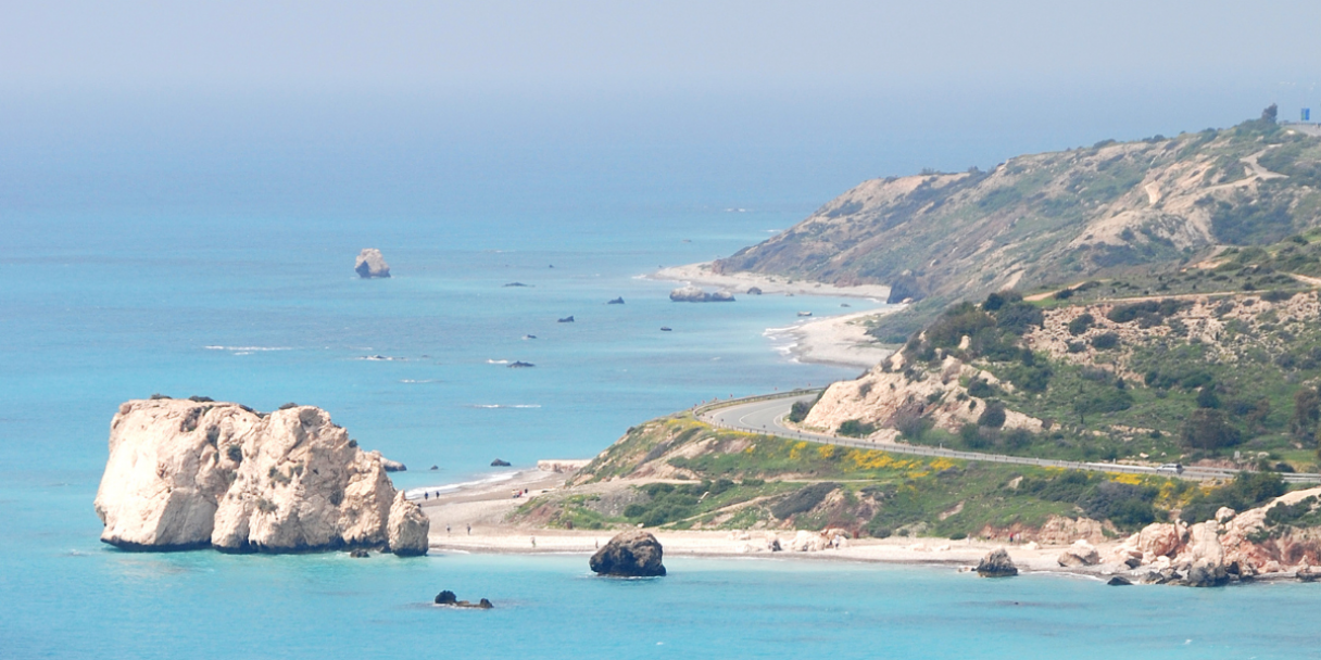 rock of aphrodite in paphos, cyprus