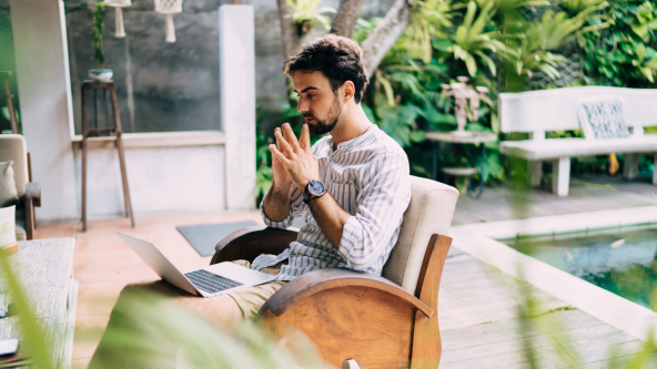 remote worker in a tropical location