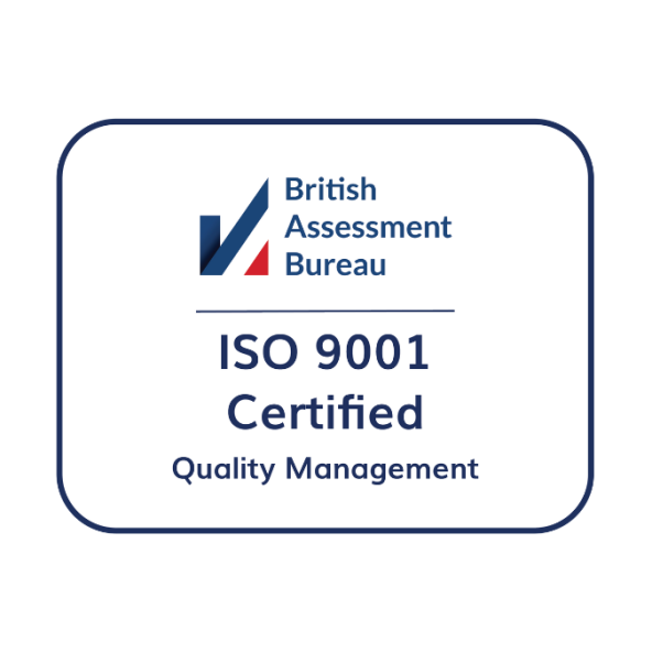 a white badge reading 'ISO 9001 Certified' 