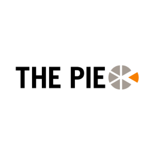 'The PIE' in black bold font next to an orange and grey pie chart