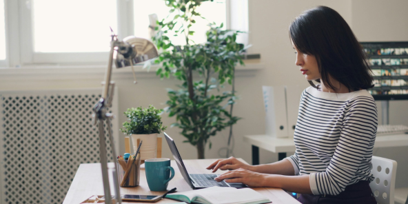 woman on laptop in office