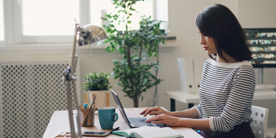 woman on laptop in office