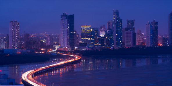 panama city skyline at night