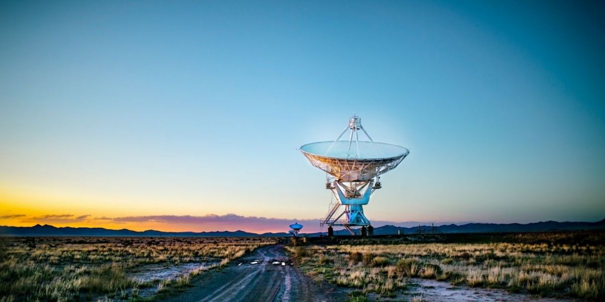 satellite dish during sunset