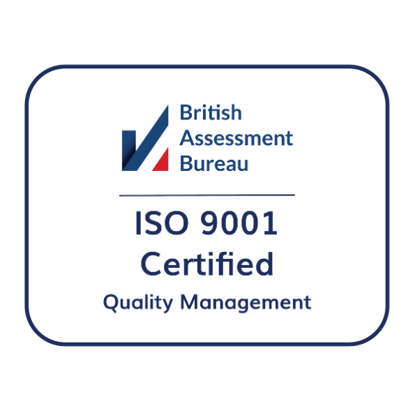 ISO 9001 badge depicting mauve's certification in quality management