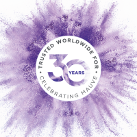 a mauve-coloured roundel reading 'Trusted worldwide for 30 years'