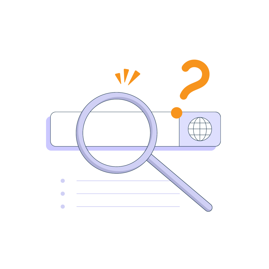 Illustration of internet search bar and magnifying glass
