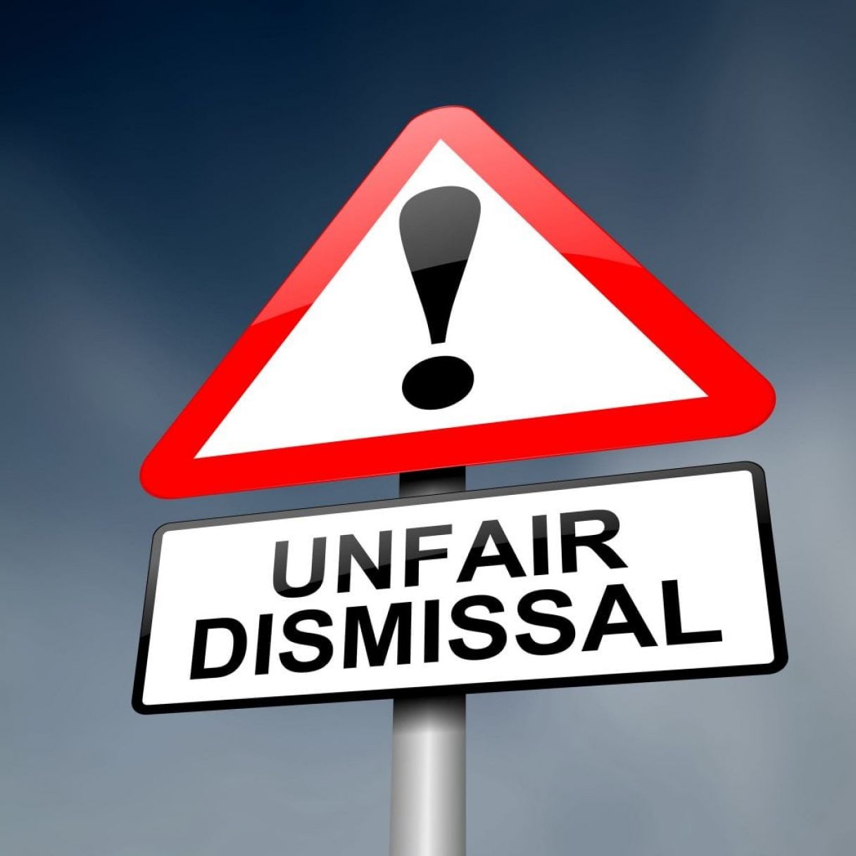 13820757 - illustration depicting a road traffic sign with an unfair dismissal cost concept. dark background.