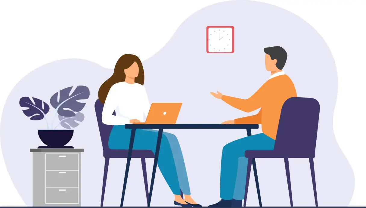 illustration of two people having a meeting about employer of record services