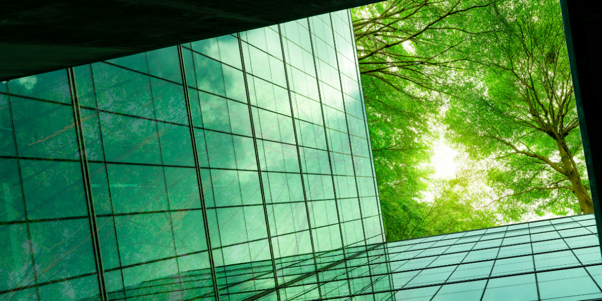 city office surrounded by greenery