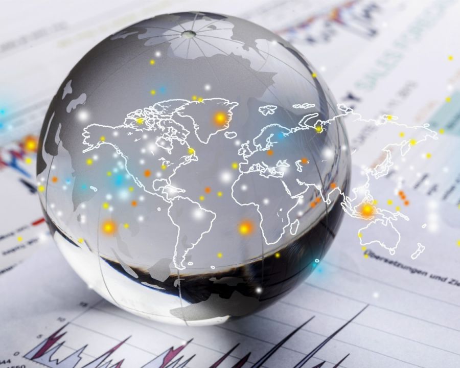 Glass Globe on Business Report Background