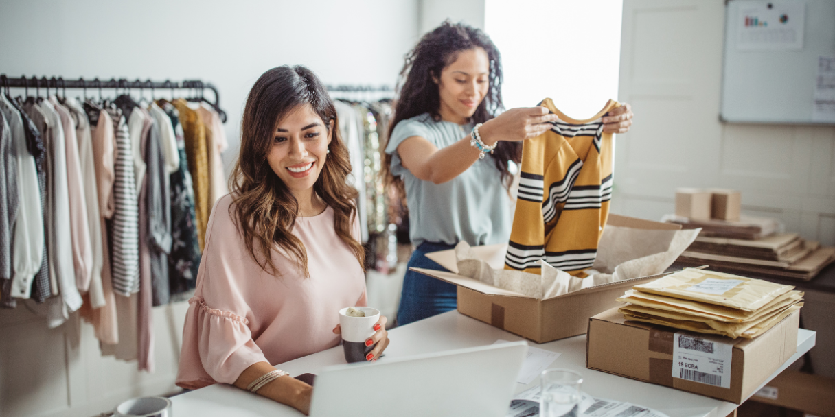 female small business owners packing orders