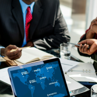 country map on laptop screen