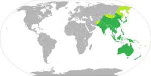 Map with Asia Pacific Region Highlighted