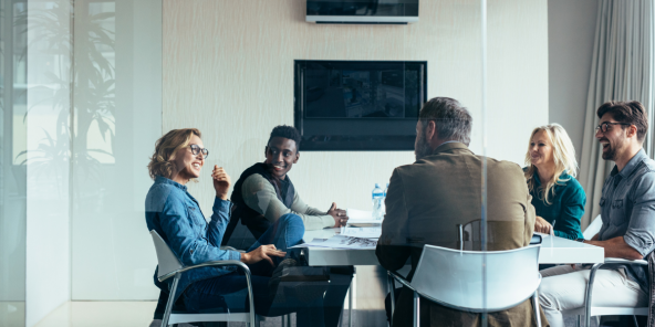 Team meeting in a conference room