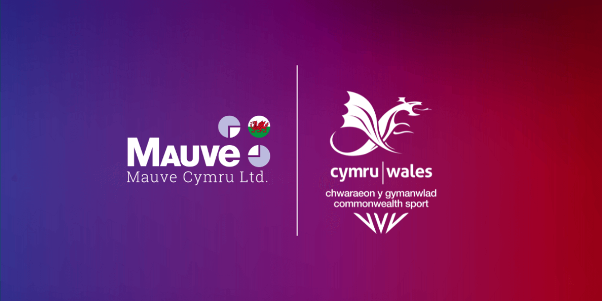 purple-red background with Mauve Group and Team Wales logos in white