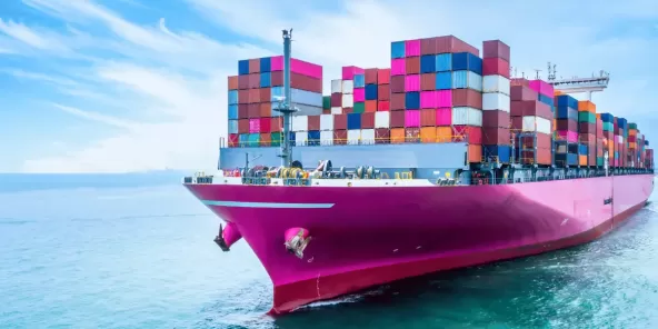 container cargo ship at sea