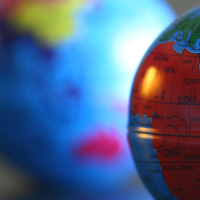 a close-up of a bright coloured globe