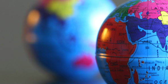 a close-up of a bright coloured globe