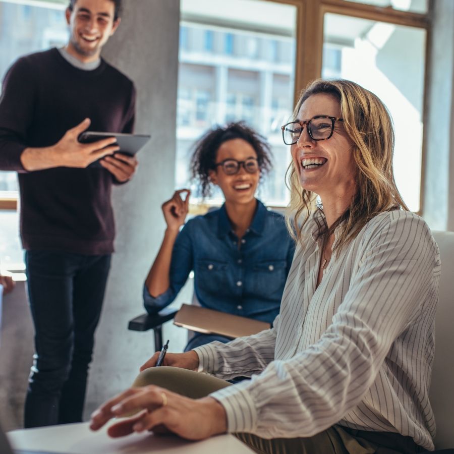 Smiling office workers