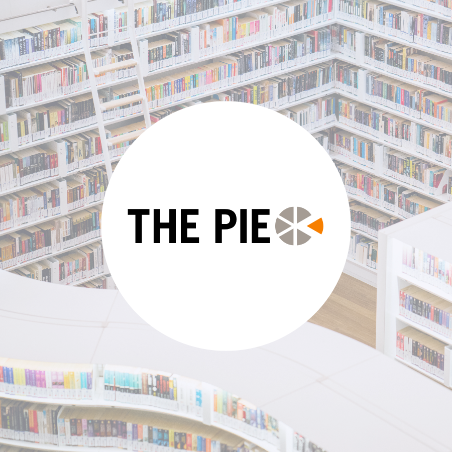 The PIE News logo atop an image of a library