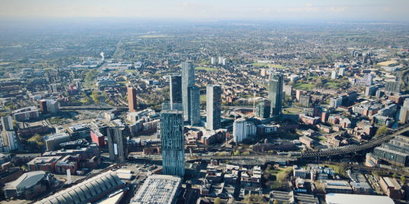 vista aérea del skyline de manchester