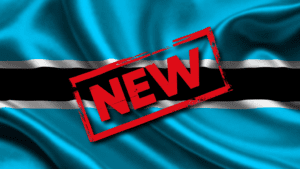 Botswana Bandera con sello nueva solución. Bandera imagen de archivo libre, tomado de centro de imágenes.